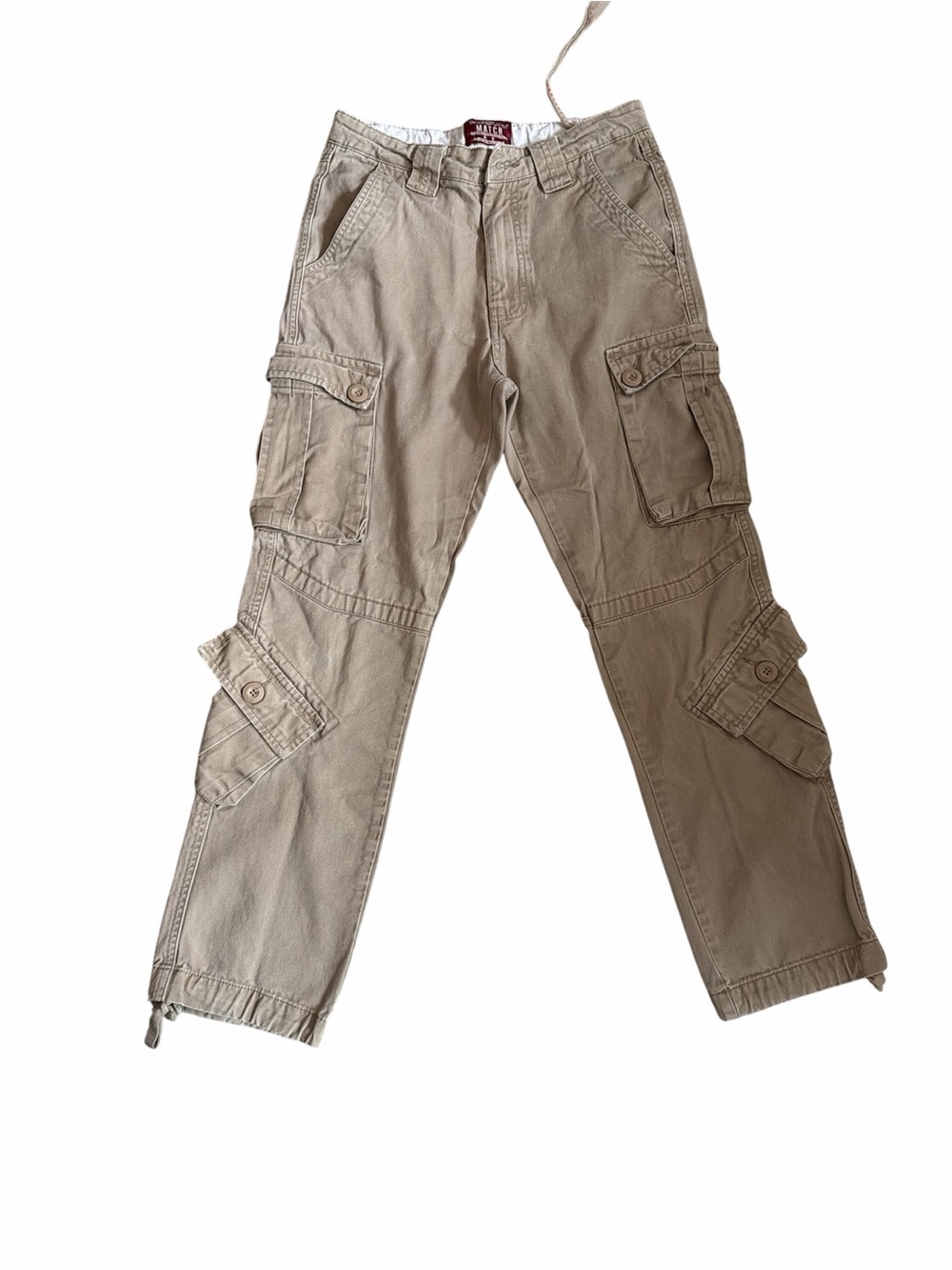 Matchstick Men's Beige Cargo Pants with Multiple Utility Pockets